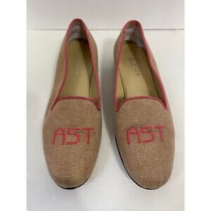 Duende Women Canvas Leather Flats AST Shoes Round Toe Slip on Red Tan SZ 7.5